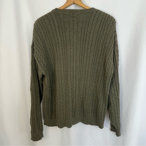 Vintage Perry Ellis Chunky Cable Knit Pullover Sweater Mens XL Fisherman V-neck - Picture 9 of 12